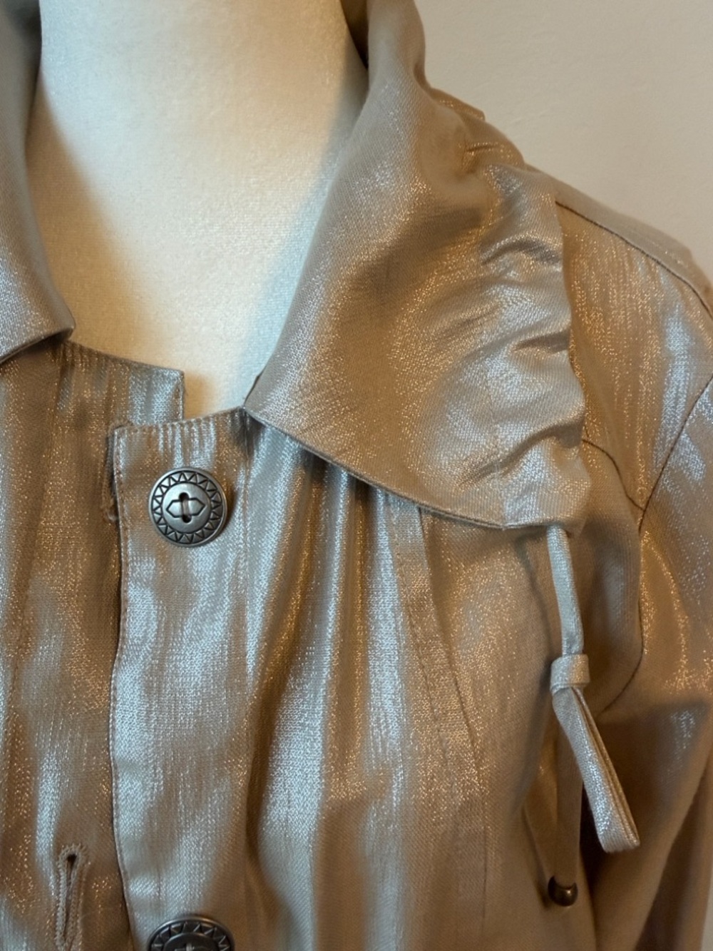 Ruby Rd. Shimmery Taupe Button-Front Utility Jacket - Picture 2 of 6